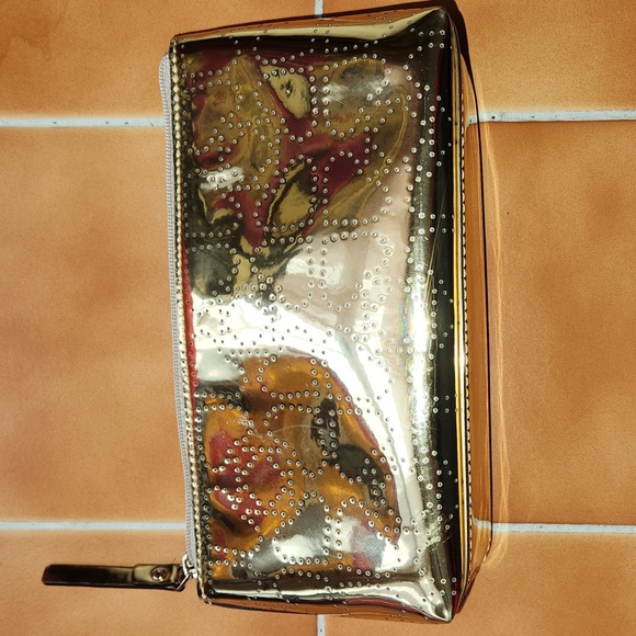 KATE SPADE New York LITTLE SHILOH Metro Spade Gold Shimmer cosmetic bag EUC - Picture 5 of 5